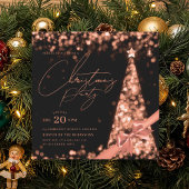 MODERN Rose Gold Winter Christmas Tree Bow Party  Kaart
