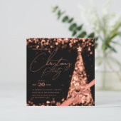 MODERN Rose Gold Winter Christmas Tree Bow Party Kaart (Staand voorkant)