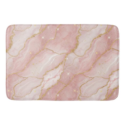 Modern Rose Quartz Marble Gold Badmat (Voorkant)