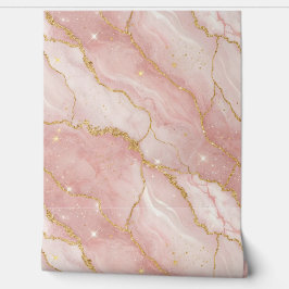 Modern Rose Quartz Marble Gold Behang