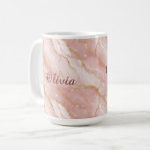 Modern Rose Quartz Marble Gold Glitter Koffiemok (Voorkant links)