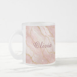 Modern Rose Quartz Marble Gold Glitter Matglas Koffiemok