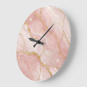 Modern Rose Quartz Marble Gold Grote Klok (Hoek)