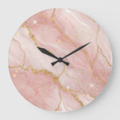 Modern Rose Quartz Marble Gold Grote Klok (Voorkant)