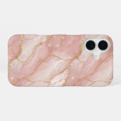 Modern Rose Quartz Marble Gold iPhone 16 Hoesje (Achterkant horizontaal)