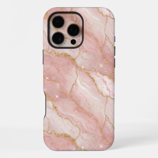 Modern Rose Quartz Marble Gold iPhone Hoesje (Achterkant)