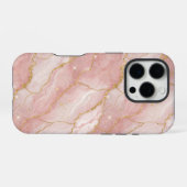 Modern Rose Quartz Marble Gold iPhone Hoesje (Achterkant horizontaal)