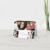 Modern Rose Script 4 Photo Collage Folded Wedding Bedankkaart (Voorkant)