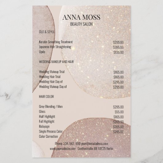 Modern Rosegold Glitter Flyer (Achterkant)