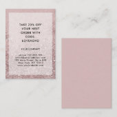 Modern Rosegold Glitter Korting Kaart (Voorkant / Achterkant)