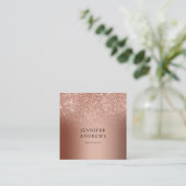 Modern Rosegold Glitter Salon Visitekaartje (Staand voorkant)