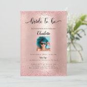 Modern, Rosegold Glitzer "Bruid To Be" Foto Kaart (Staand voorkant)