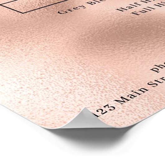 Modern Rosegold Simpel Salon Price List Poster (Hoek)