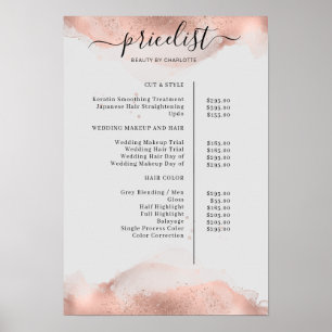 Modern Roségold Waterverf Pricelist Poster