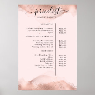 Modern Roségold Waterverf Pricelist Poster