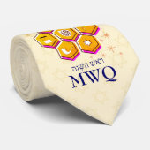 Modern Rosh Hashanah L'SHANAH TOVAH Monogram Stropdas (Opgerold)