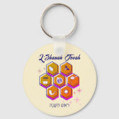 Modern Rosh Hashanah L'SHANAH TOVAH Sleutelhanger (Voorkant)