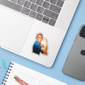 Modern Rosie de Riveter Sticker (Laptop met iPhone)
