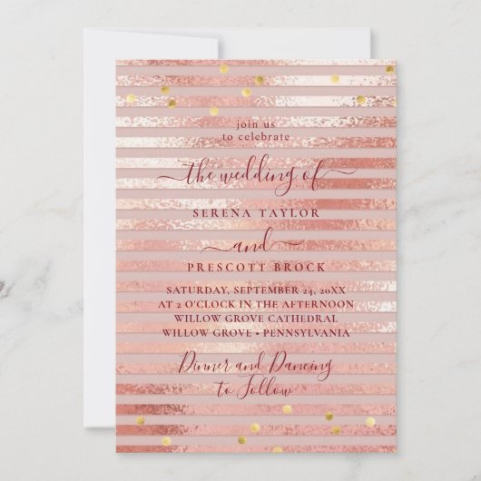 Modern Rosy Elegant Wedding Invitation Kaart (Voorkant)