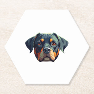 Modern Rottweiler Portret - Krachtige vectorstijl Kartonnen Onderzetters