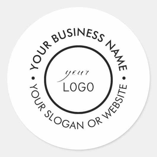 Modern Round Company Custom Logo Slogan Ronde Sticker (Voorkant)