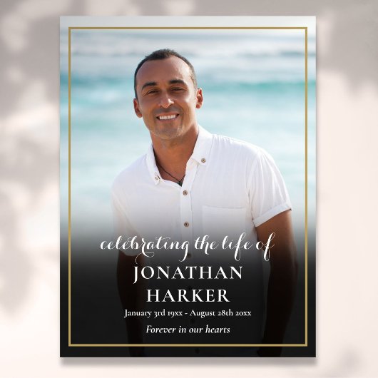 Modern rouwfoto levensviering bord poster