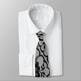 Modern Royal Black White Lace Stropdas