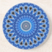 Modern Royal Blauw Zwart Wit Boho Kaleidoscoop Zandsteen Onderzetter (Voorkant)