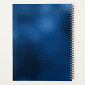 Modern Royal Blue Brushed Metal Monogram Planner (Achterkant)