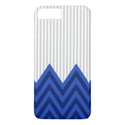Modern Royal Blue Chevron Gray Stripes Pattern Case-Mate iPhone Case (Achterkant)
