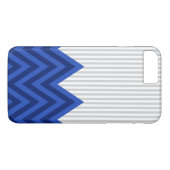 Modern Royal Blue Chevron Gray Stripes Pattern Case-Mate iPhone Case (Achterkant (Horizontaal))