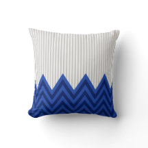 Modern Royal Blue Chevron Gray Stripes Pattern