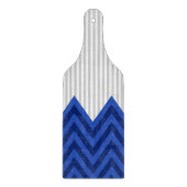 Modern Royal Blue Chevron Grey Stripes Patroon Snijplank (Voorkant)