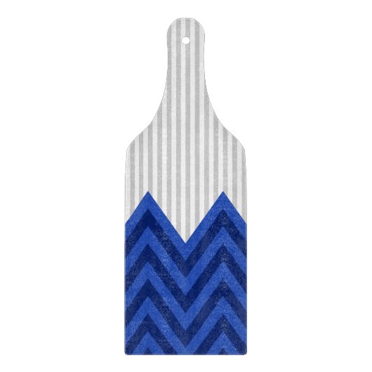 Modern Royal Blue Chevron Grey Stripes Patroon Snijplank (Voorkant)