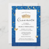 Modern Royal Blue Elegant Photo Quinceanera Kaart (Achterkant)