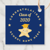 Modern Royal Blue en Gold Afstuderen Star Bedankjes Labels (Achterkant)