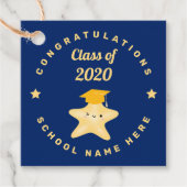 Modern Royal Blue en Gold Afstuderen Star Bedankjes Labels (Voorkant)