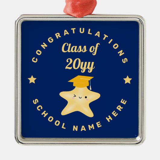 Modern Royal Blue en Gold Afstuderen Star Metalen Ornament (Voorkant)