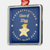 Modern Royal Blue en Gold Afstuderen Star Metalen Ornament (Links)