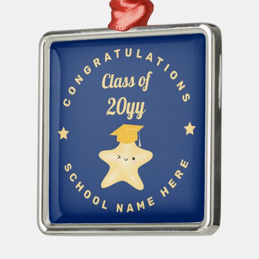 Modern Royal Blue en Gold Afstuderen Star Metalen Ornament (Links)