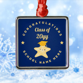 Modern Royal Blue en Gold Afstuderen Star Metalen Ornament