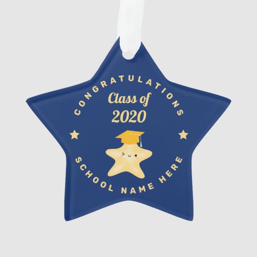Modern Royal Blue en Gold Afstuderen Star Ornament (achterkant)