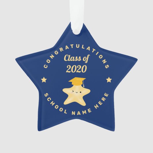 Modern Royal Blue en Gold Afstuderen Star Ornament (voorkant)