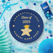 Modern Royal Blue en Gold Afstuderen Star Papieren Bordje (Feest)