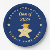 Modern Royal Blue en Gold Afstuderen Star Papieren Bordje (Voorkant)