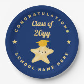 Modern Royal Blue en Gold Afstuderen Star Papieren Bordje (Voorkant)