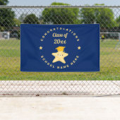 Modern Royal Blue en Gold Afstuderen Star Spandoek (Insitu)