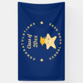 Modern Royal Blue en Gold Afstuderen Star Spandoek (Verticaal)