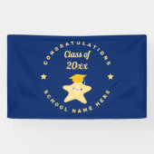 Modern Royal Blue en Gold Afstuderen Star Spandoek (Horizontaal)