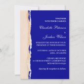 Modern Royal Blue en Roos Gold Wedding Kaart (Voorkant)